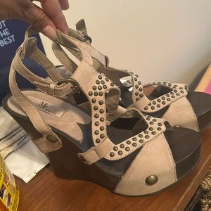 Edgy Mia Genuine Leather Wedges